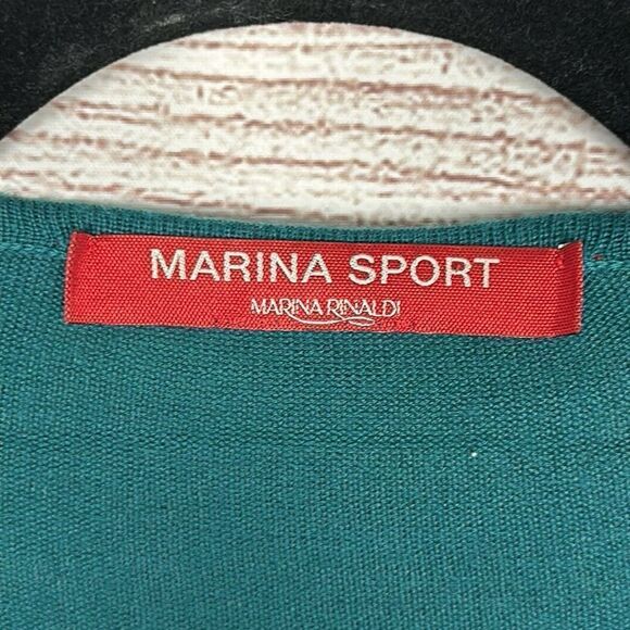 Marina Rinaldi Sport Sweater Tunic Deep Sea Green A-line Cowl Neck  M US 12-14 - Picture 8 of 12
